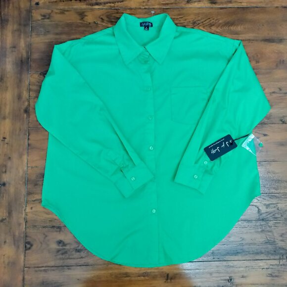 Women's Green Long-Sleeve Button-up Shirt. Size XL - Picture 1 of 7